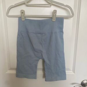 Baby Blue Ribbed Biker Shorts